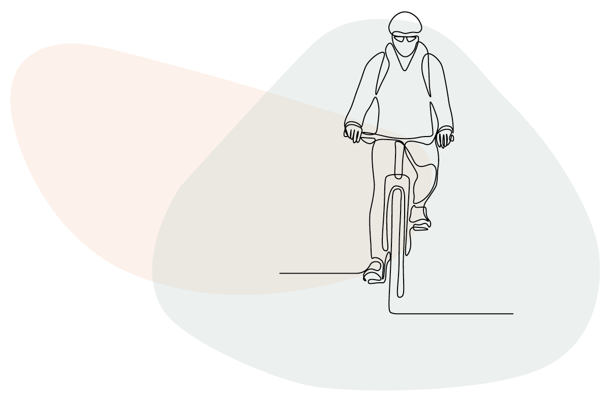 Artistic interpretation of man on bicycle