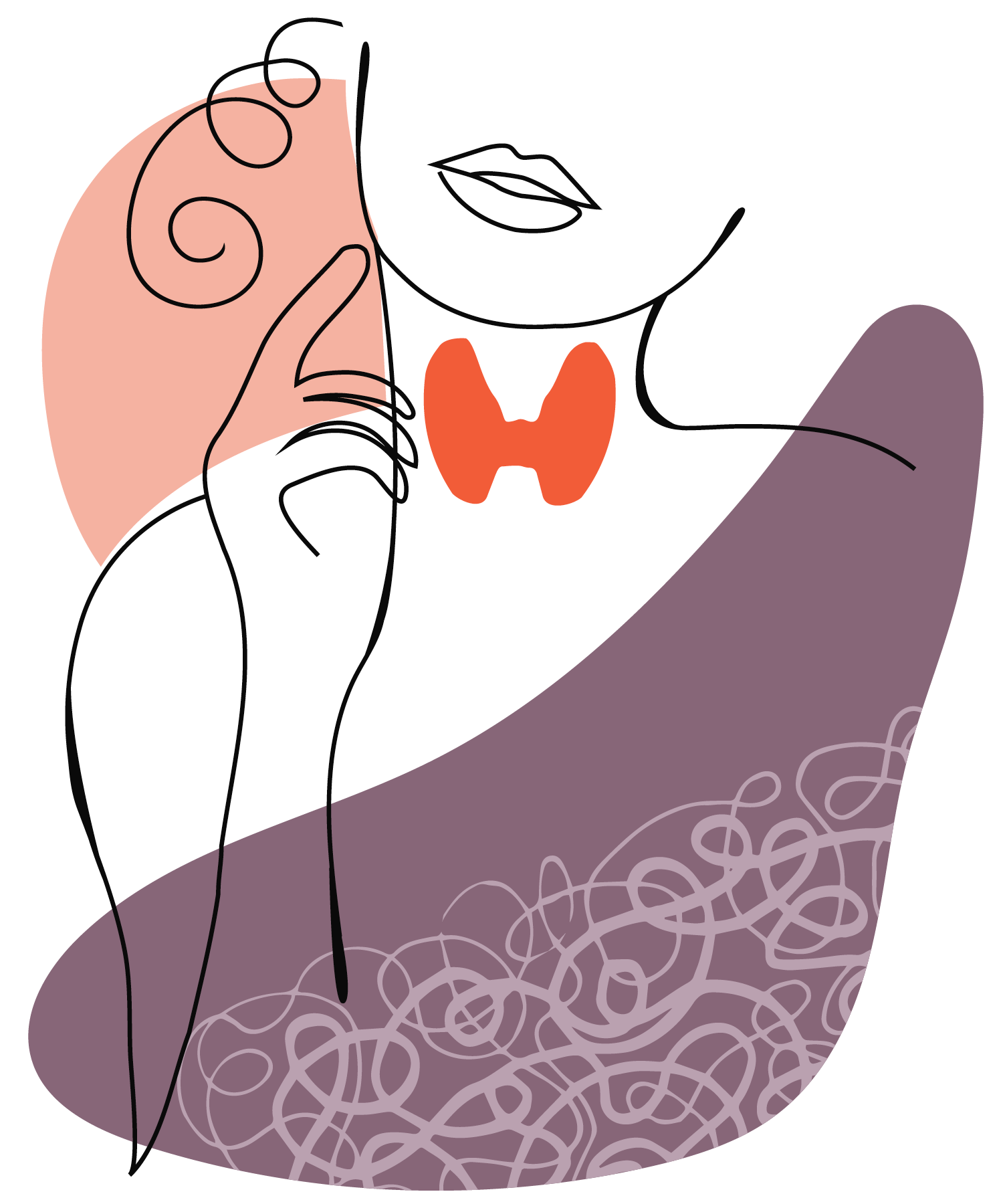 Artistic interpretation of woman with Thyroid highlighted.