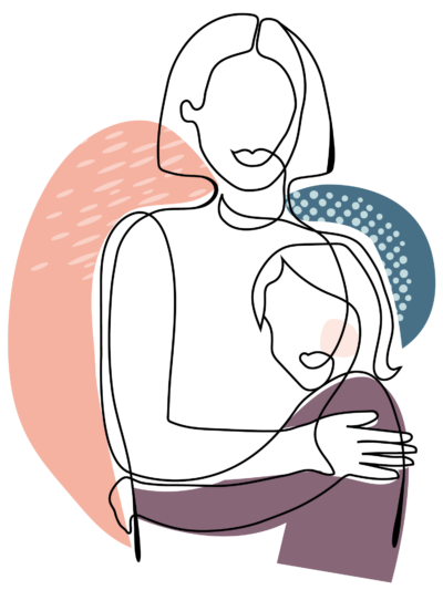 Woman and Child Embrace Illustration