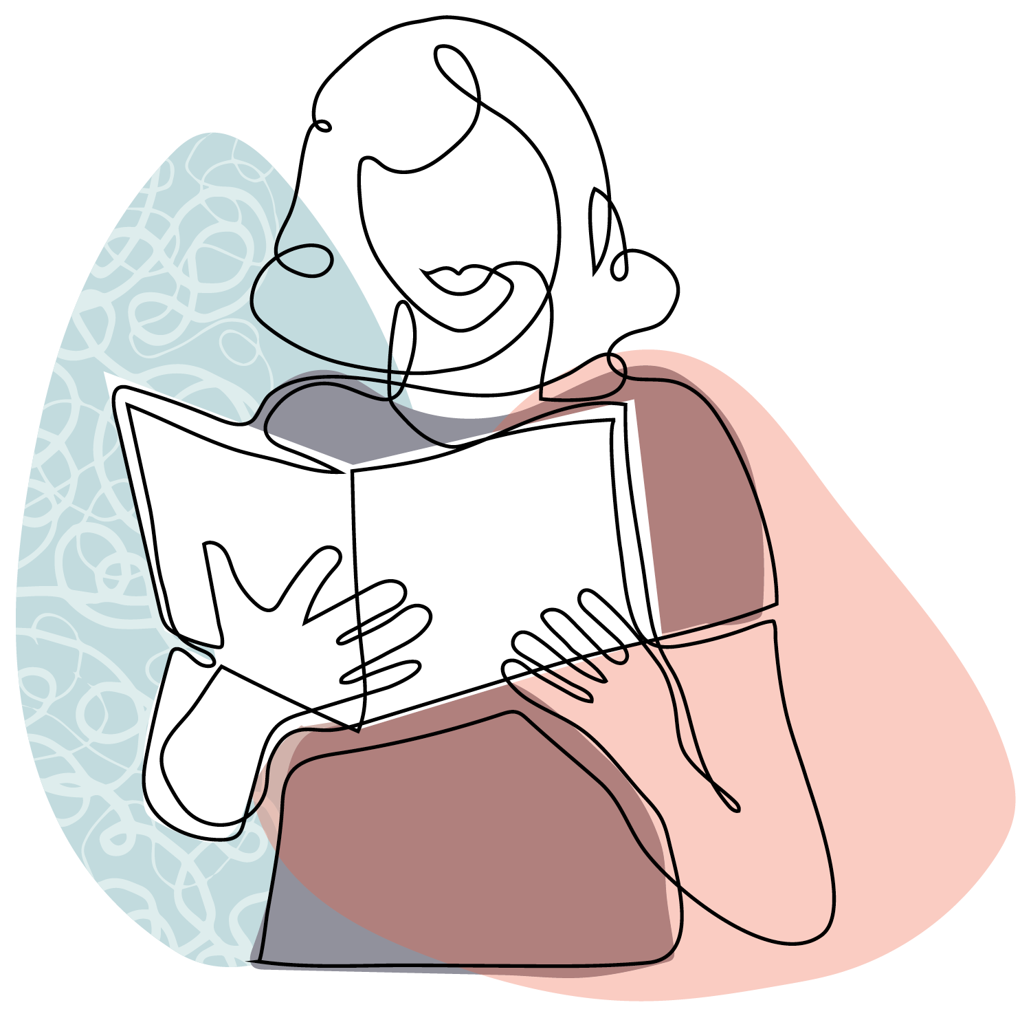 Drawing of woman with book